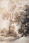 John Constable, Landscape with trees and deer,after Claude july 1825